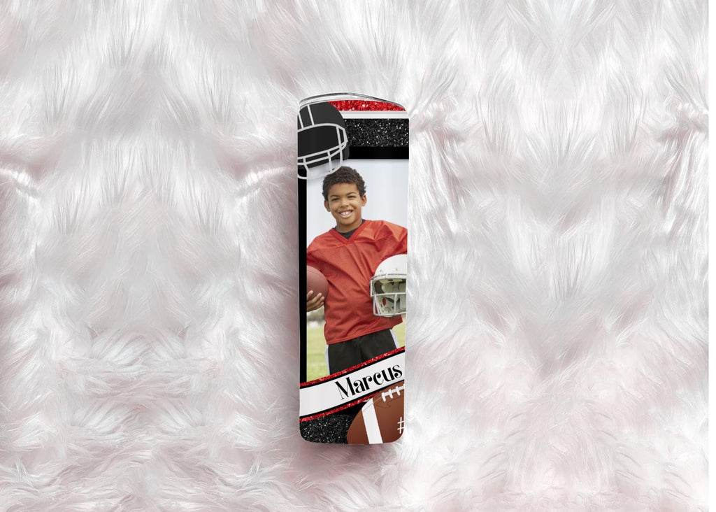 Personalized Football Mom Tumbler | Custom Player Photo, Name, Number (20oz)