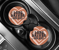 Retro 70s Car Coasters | Long Drives Good Music, Terracotta Boho Style (2 Pack)