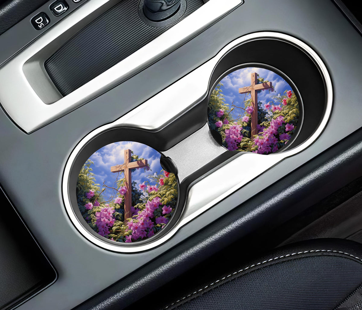 Graceful Faith Watercolor Car Coaster