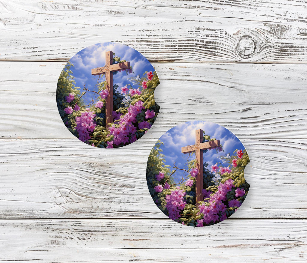 Graceful Faith Watercolor Car Coaster
