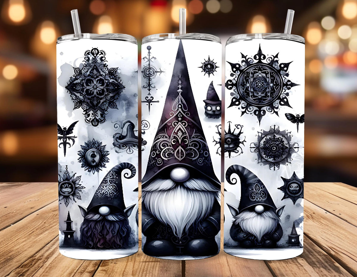 Gothic Gnome Sublimation Tumbler | Whimsigoth Filigree Travel Mug (20oz)