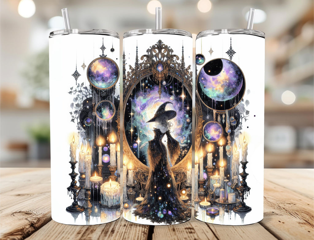 Celestial Witch Magic Mirror Tumbler | Gothic Fantasy Travel Mug (20oz)