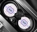 Personalized Floral Car Coasters 2 PackCustom Name Purple Wildflower Cup Holder Mats