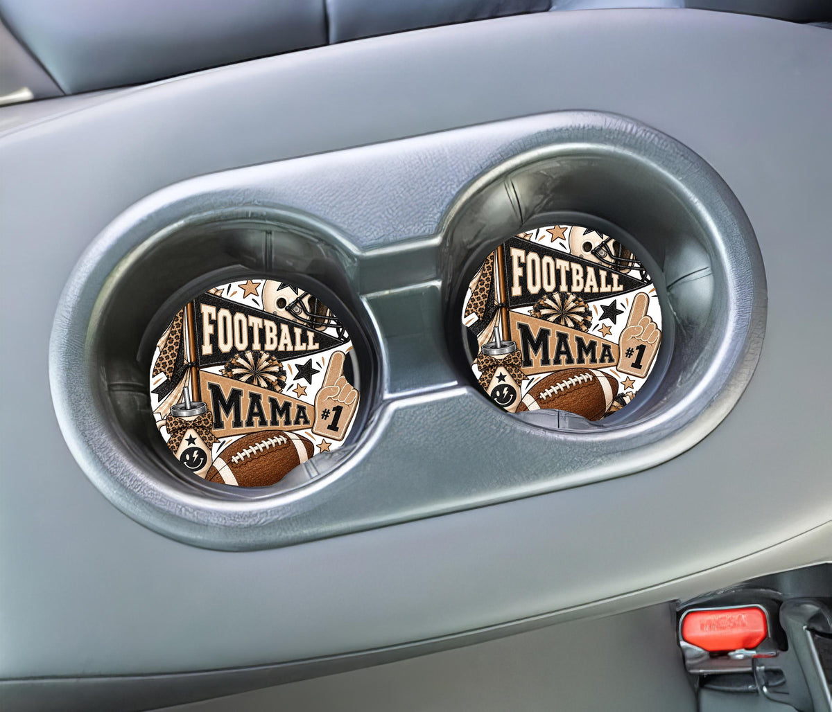 Personalized Football Mom Gift Bundle | Custom Jersey Tumbler, Coasters, Decal Set