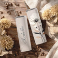 Personalized Terracotta Boho Skinny Tumbler | Floral Botanical Wedding Gift (20oz)