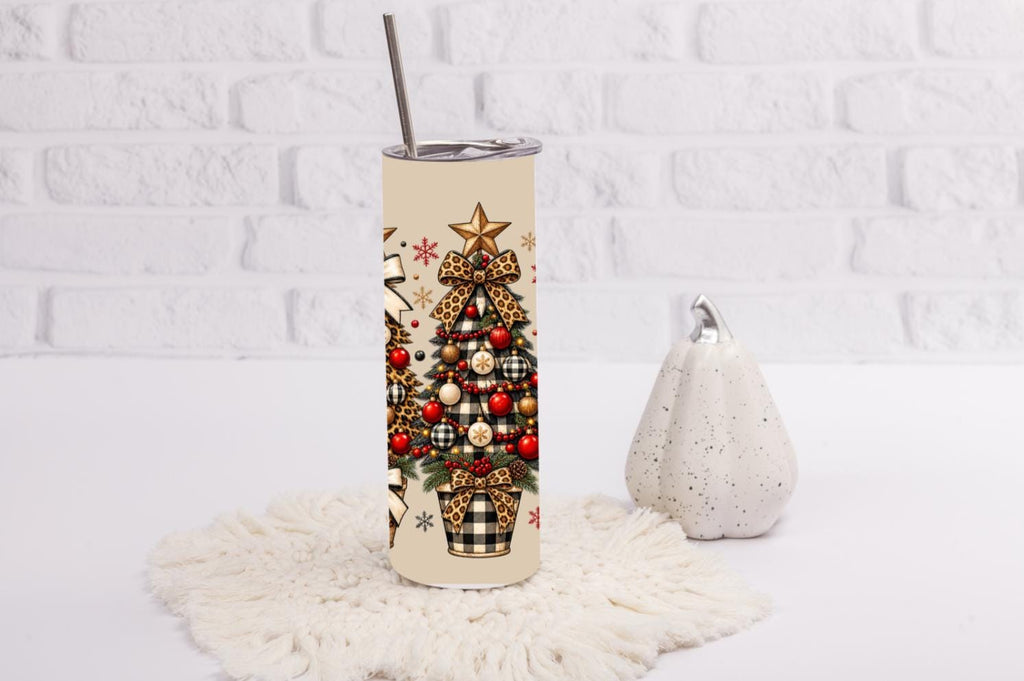 Leopard Christmas Tree 20oz Skinny Tumbler Boho Country Festive