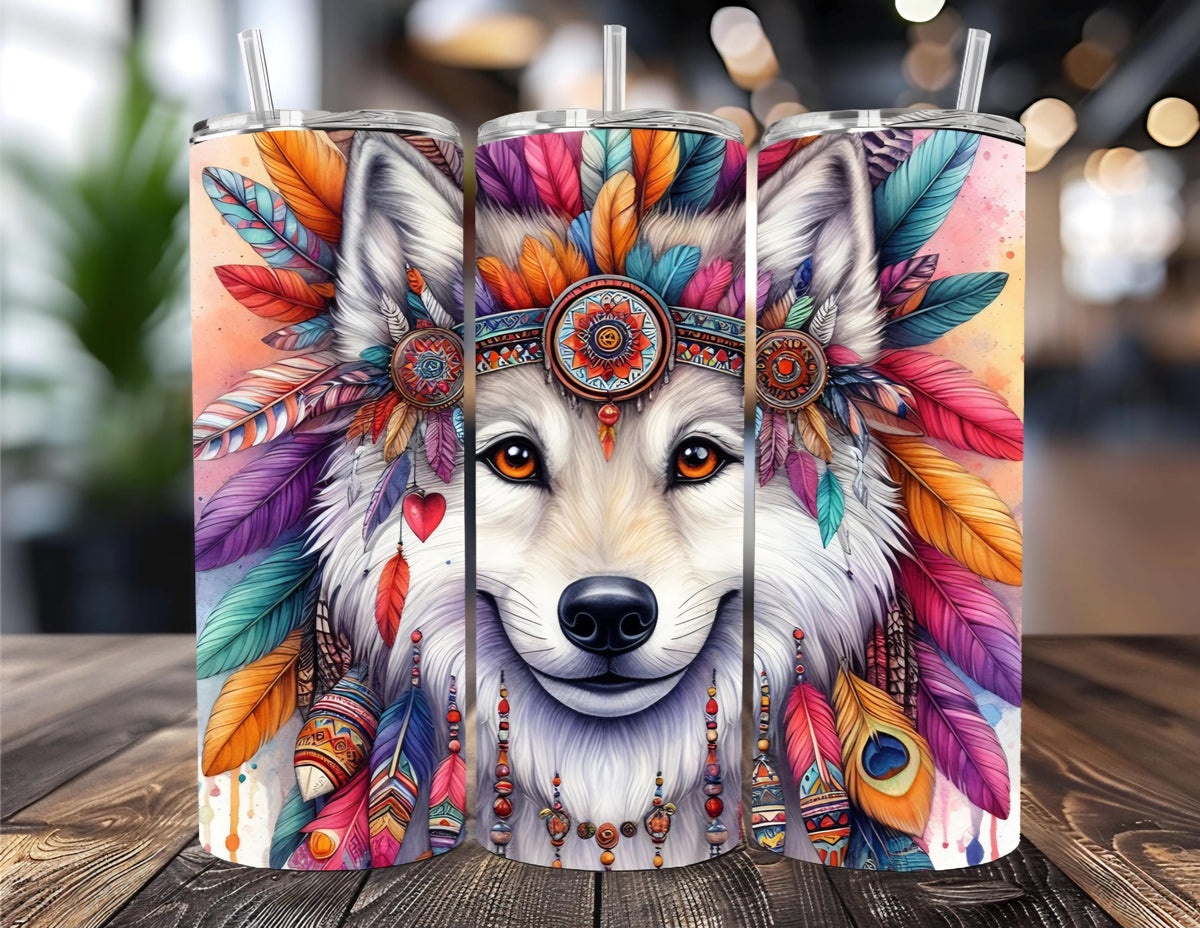 Arctic Wolf Sublimation Tumbler | 20oz Insulated Travel Mug
