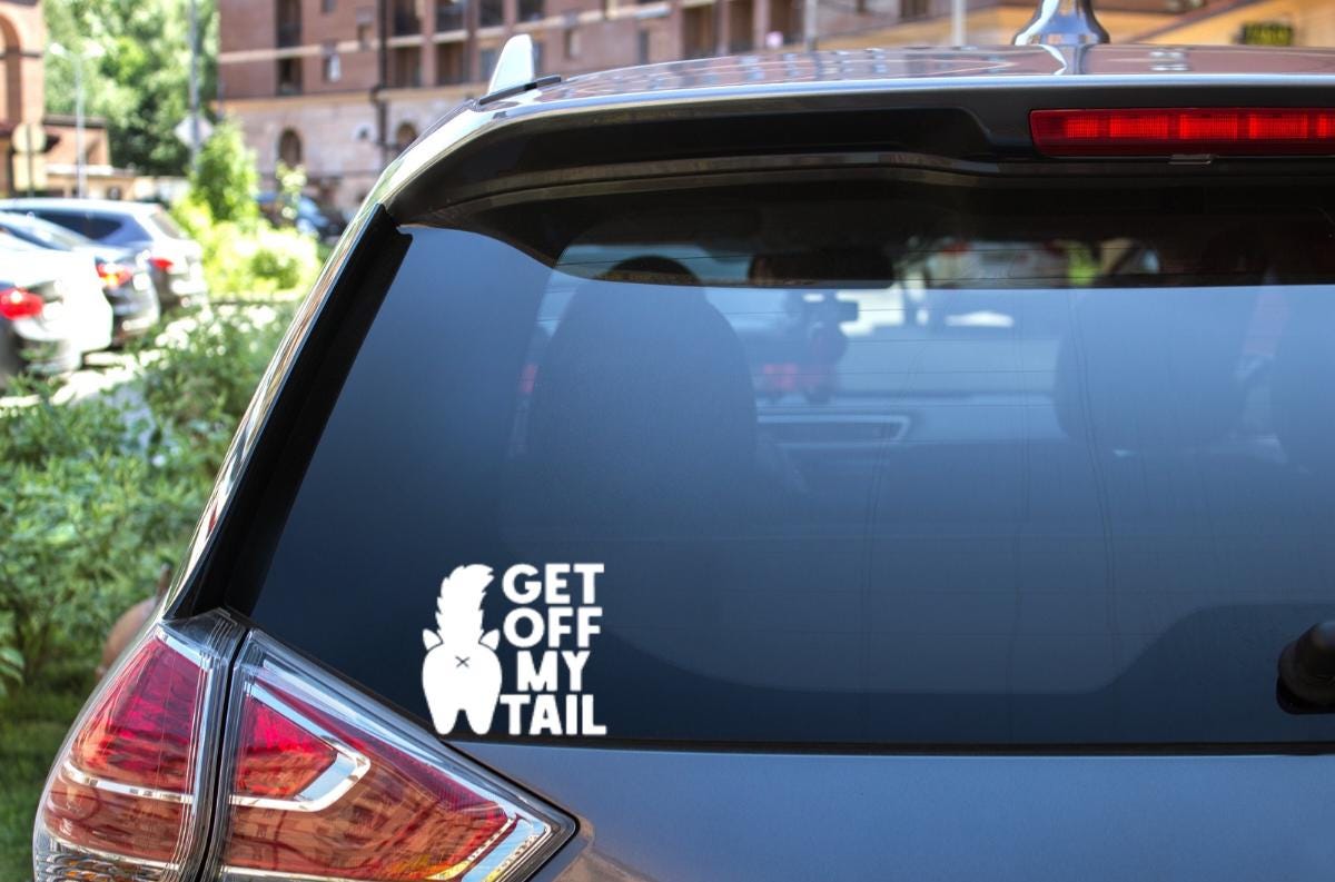 Get Off My Tail Funny Cat Car Decal