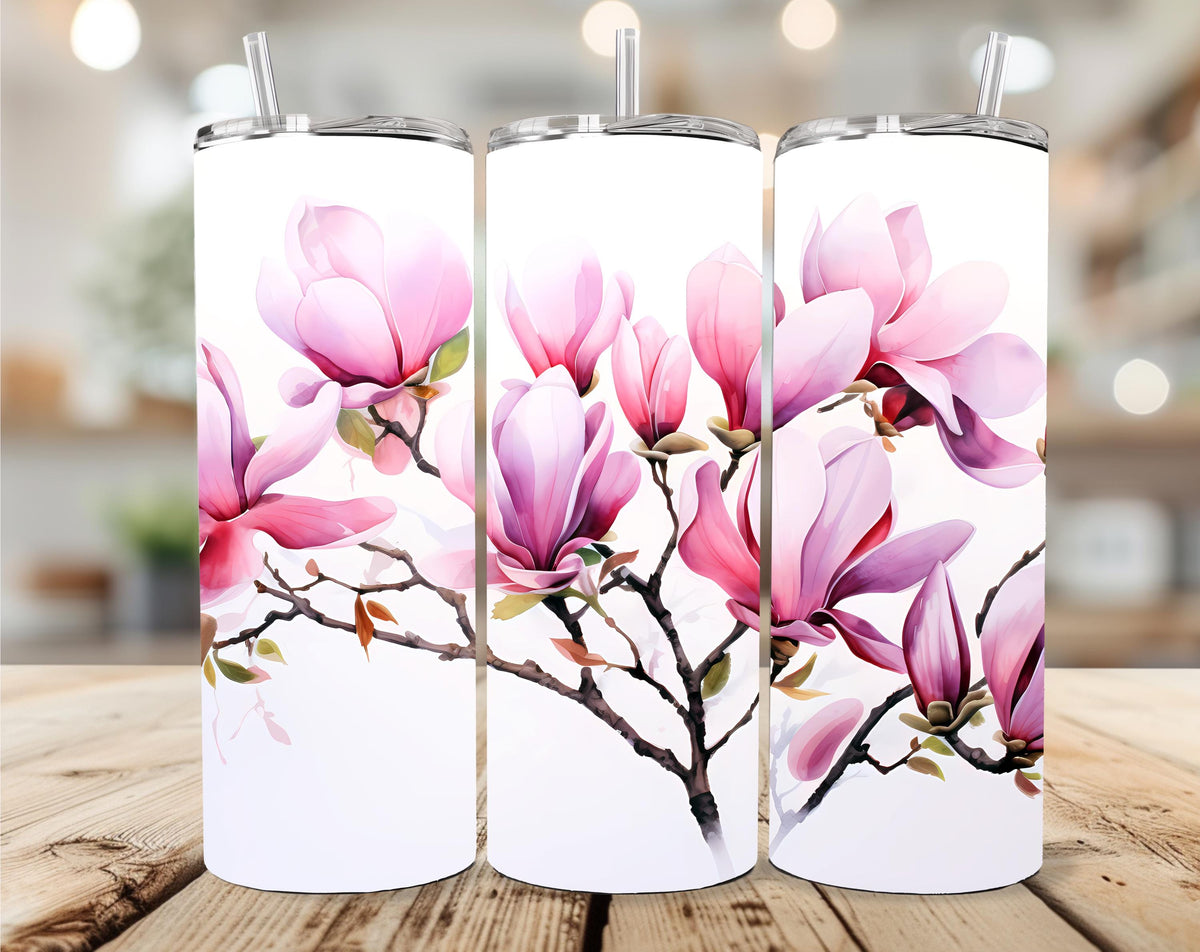 Pink Floral 20oz Skinny Tumbler
