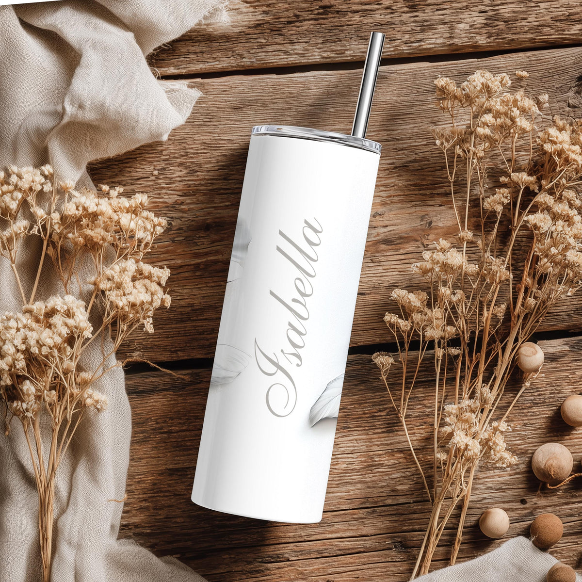 Personalized 3D Papercut Flower Tumbler | Custom Name, Minimalist Bridal Gift (20oz)