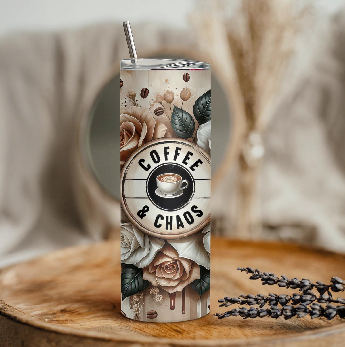 Coffee and Chaos 20oz Skinny Tumbler