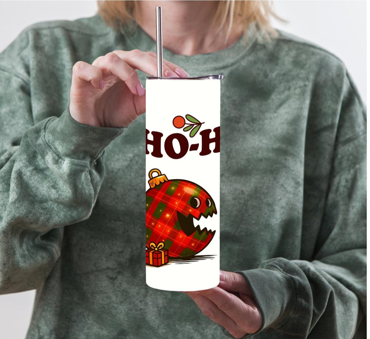 Funny Christmas Monster Tumbler | Plaid Ornament Chase, Gingerbread, Santa (20oz)