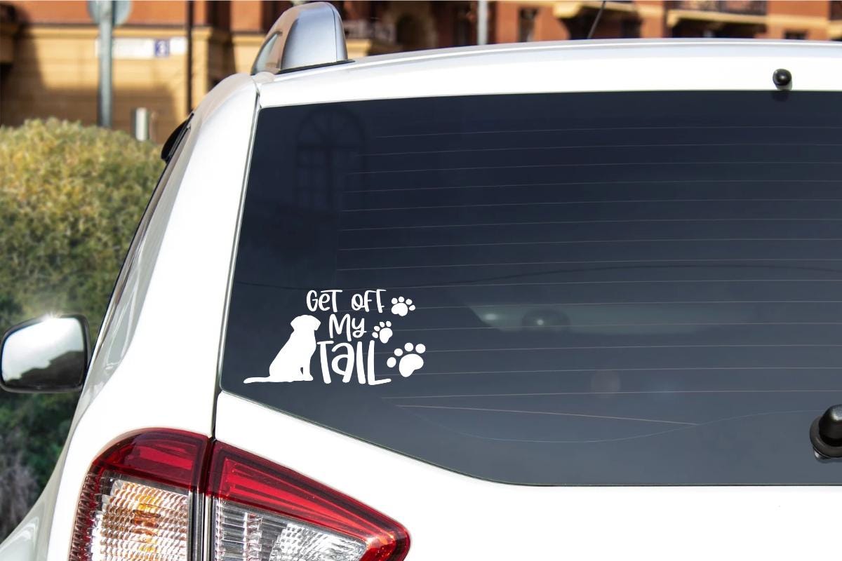 Get Off My Tail Funny Cat Dog Decal