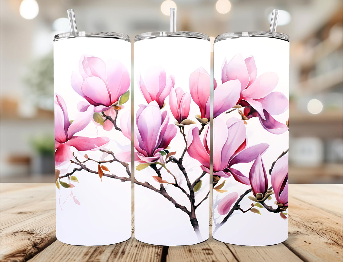 Pink Floral 20oz Skinny Tumbler
