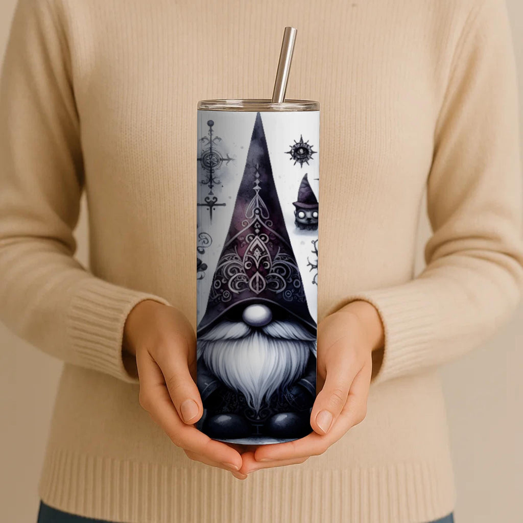 Gothic Gnome Sublimation Tumbler | Whimsigoth Filigree Travel Mug (20oz)