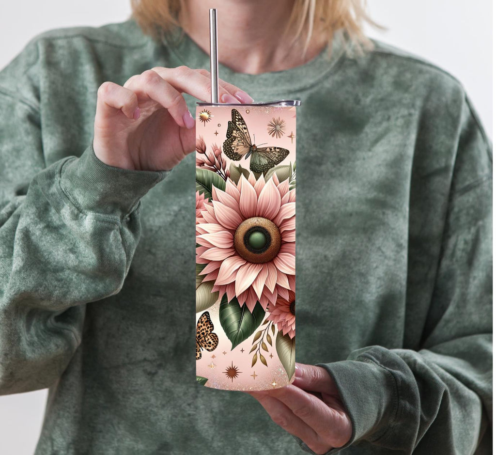 Floral and Butterflies 20oz Skinny Tumbler
