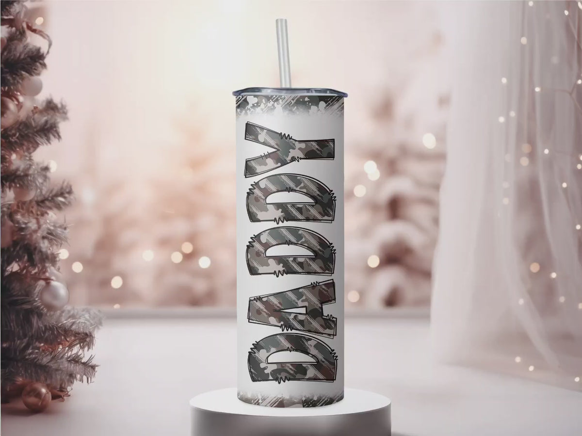 Daddy Distressed Camouflage 20oz Stainless Steel Insulated Tumbler