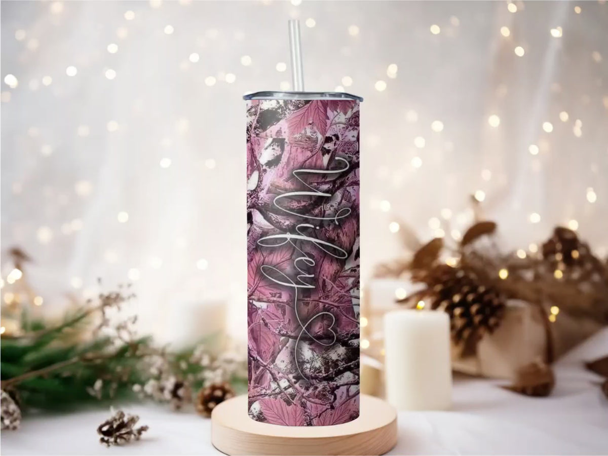 His and Hers Camo Tumbler Set | Wifey and Hubby 20oz Skinny Tumblers