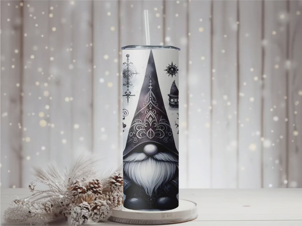 Gothic Gnome Sublimation Tumbler | Whimsigoth Filigree Travel Mug (20oz)