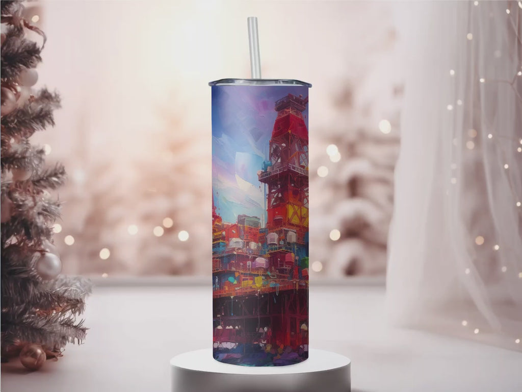 Oil Rig Watercolor 20 oz Tumbler