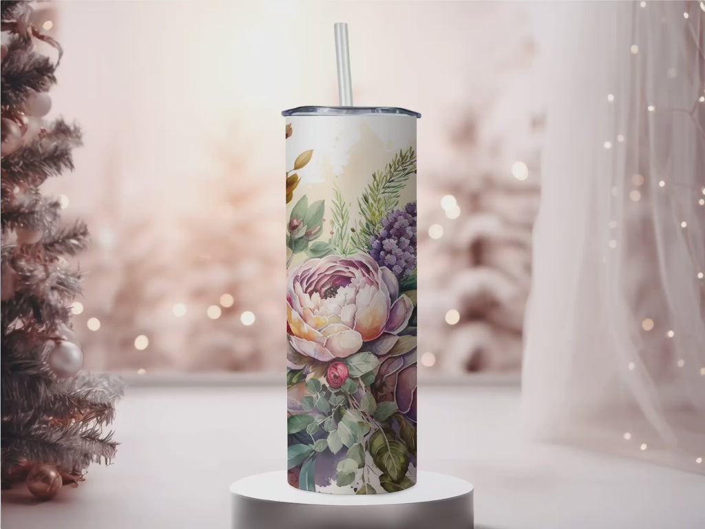 Earthy Watercolor Bouquet Tumbler