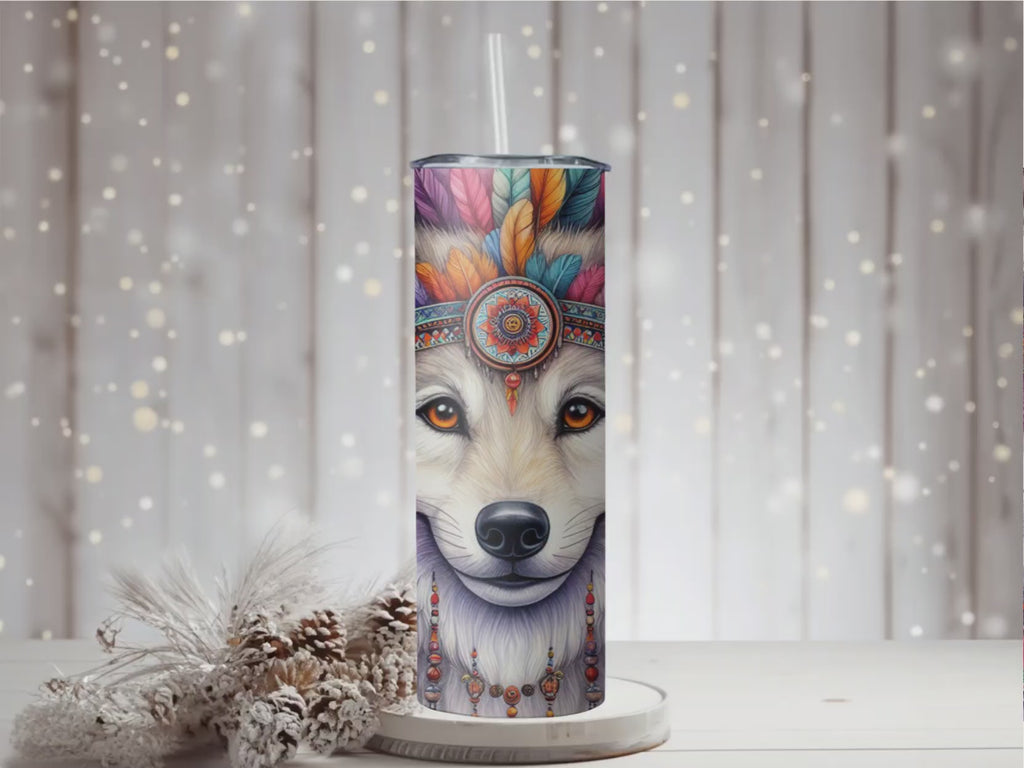 Arctic Wolf Sublimation Tumbler | 20oz Insulated Travel Mug