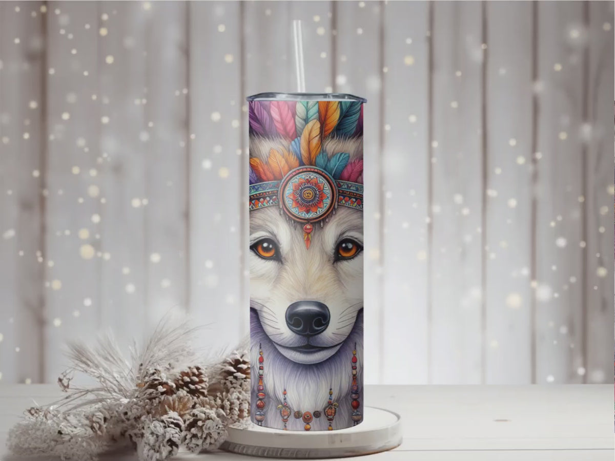 Arctic Wolf Sublimation Tumbler | 20oz Insulated Travel Mug