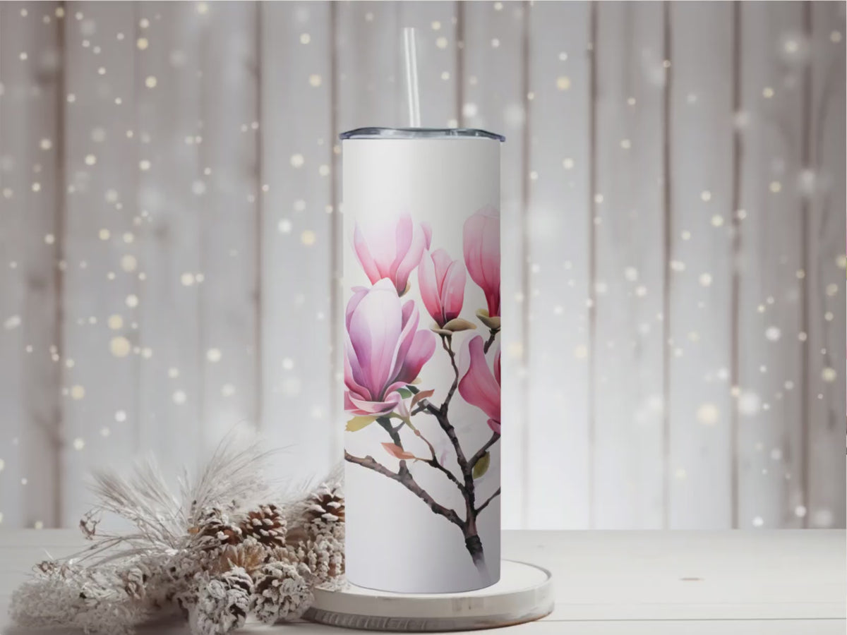 Pink Floral 20oz Skinny Tumbler