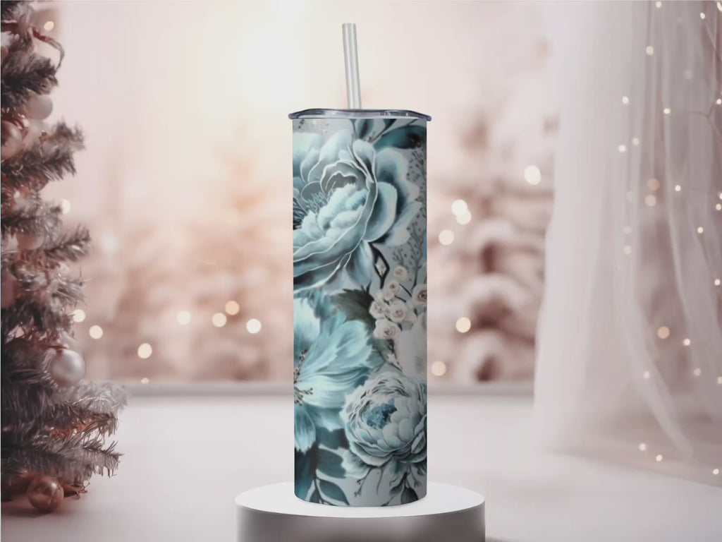 Navy & Teal Floral Tumbler